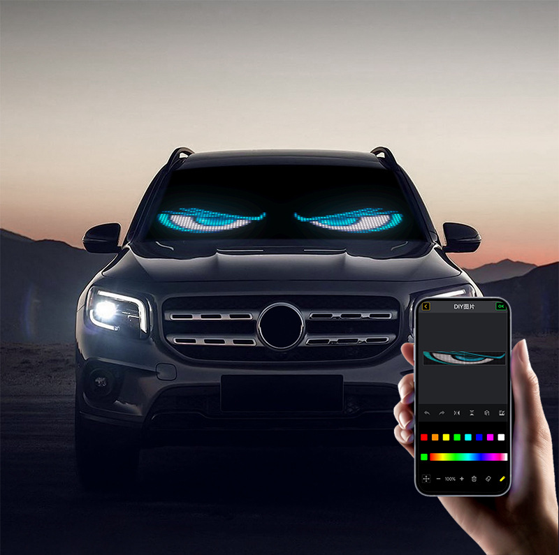 Truck Devil's Eye Led Lighting Soft Screen Car Truck Eye Light Bluetooth Dynamic Led Flexible Advertising Screen