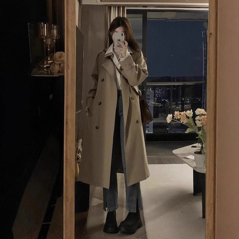 风衣外套女2025新款春秋季英伦风中长款小个子今年流行卡其色大衣|undefined