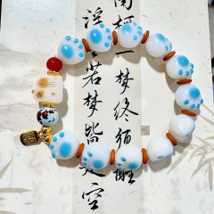 冰淇淋猫爪招财猫可爱串珠手链小众设计ins学生手串闺蜜礼物