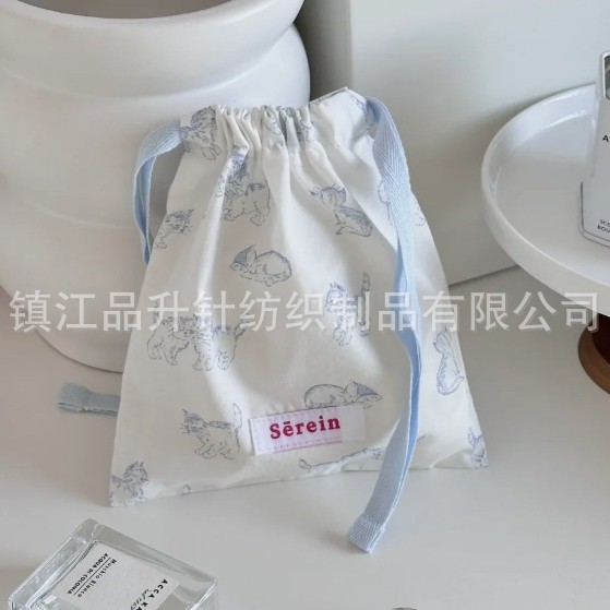 春天出游款随身携带棉布小包包束口袋可爱清新印花图案可选