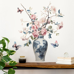 新款fun-e54復古瓷器花瓶書房臥室玄關家居牆面美化裝飾牆貼紙