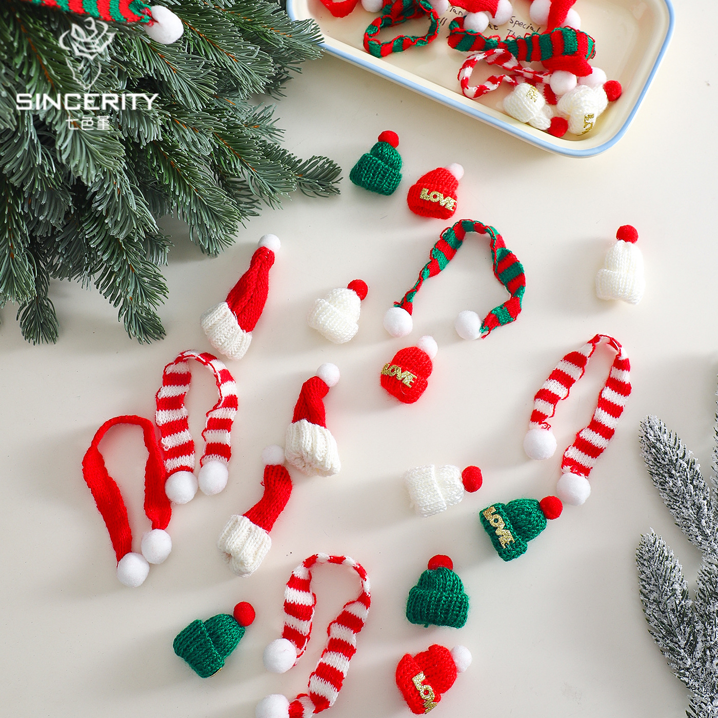 Decoración de árbol de Navidad de siete colores de cordillera de seda pequeña flor de embalaje floral florista diy hecha a mano