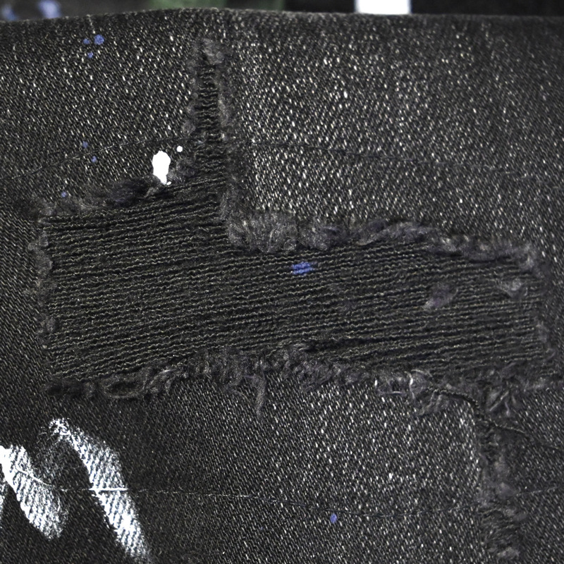 Men's Clothing Men's Street Style Ripped Jeans Distressed Black Gray Washed Paint Print Slim Fit Skinny Jeans_mkmklike.com