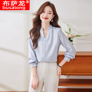 2025 New Busalong Long Sleeve Shirt Women's Shirt Professional Slim Fit Work Clothes plus size Formal Q2009