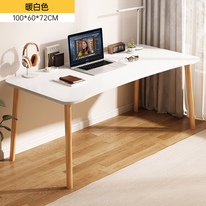 Escritorio rectangular simple para computadora, ideal para viviendas de alquiler, dormitorio, oficina en casa, escritorio de estudio para niñas.