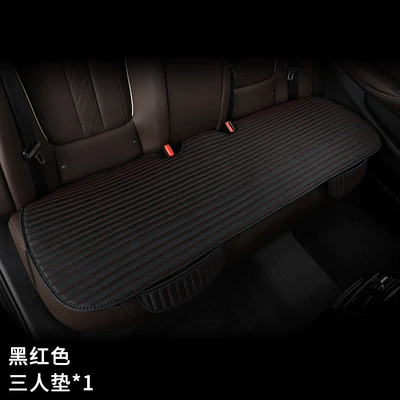 Linen Car Seat Cushion Wholesale Four-Season Seat cushion, seat cover - black-and-red-line-long-cushion-for-three-people-in-the-back-row