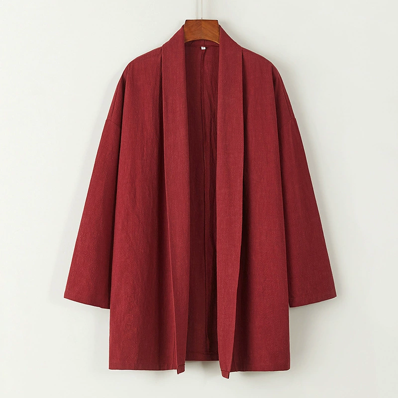 Кардиган, рубашка, осеннее тренч, мужская куртка, китайский стиль, oversize, лен-хлопок