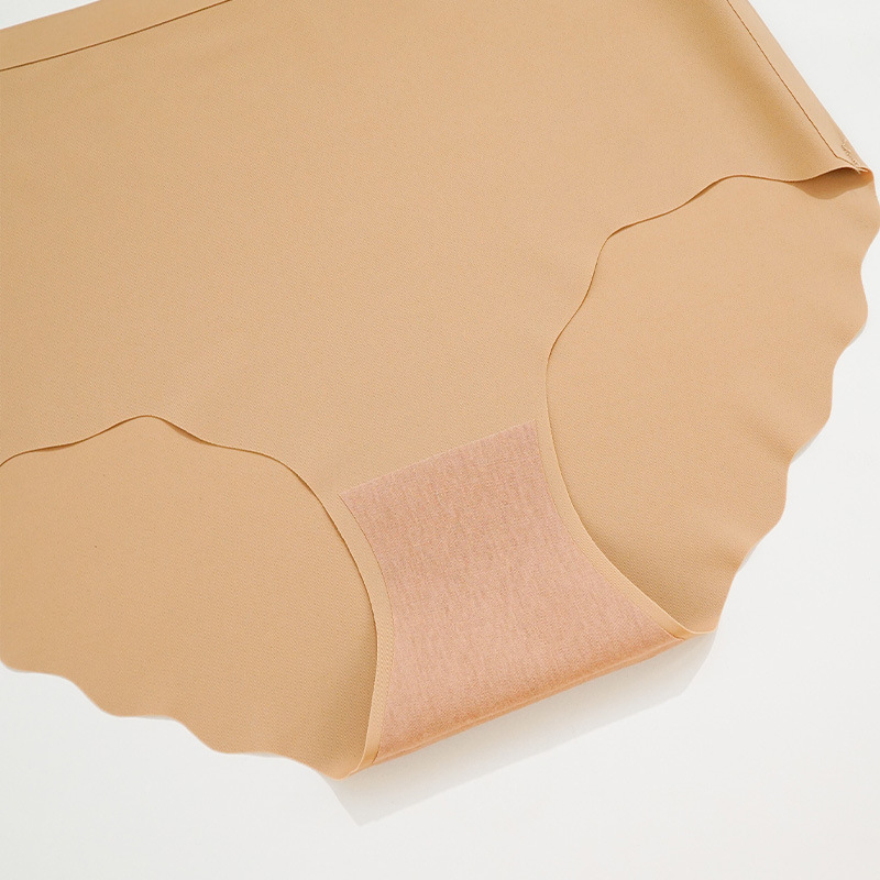 Bragas de cadera de cintura alta de Amazon transfronterizas para mujer con borde ondulado de seda de hielo sin costuras bragas de gran tamaño para mujer