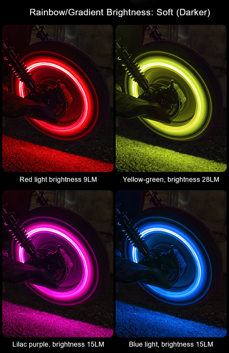 Colorful Wheel Lights for Cars, Bicycle Wheel Lights, Electric Vehicle and Motorcycle Tire Lights, Cool Flashing Valve Lights