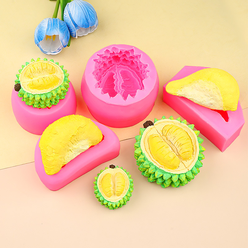 Molde de silicona Durian tridimensional 3D simulación comida juego pellizcar música aromaterapia vela yeso decoración herramienta molde
