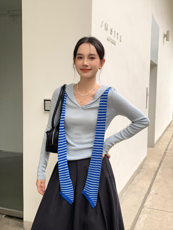 衣尔衫 博主主推 6色披肩羊毛针织衫女韩系新款百搭V领上衣0557|undefined