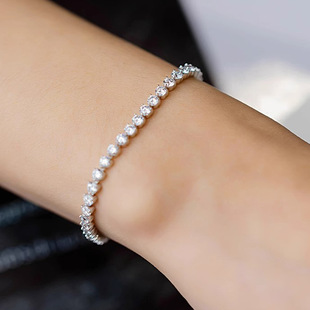 Pure 14K/18K Gold Tennis Bracelet Women's Yellow Gold White Gold Authentic Inlaid High Fashion Aesthetic Hand Jewelry 40935