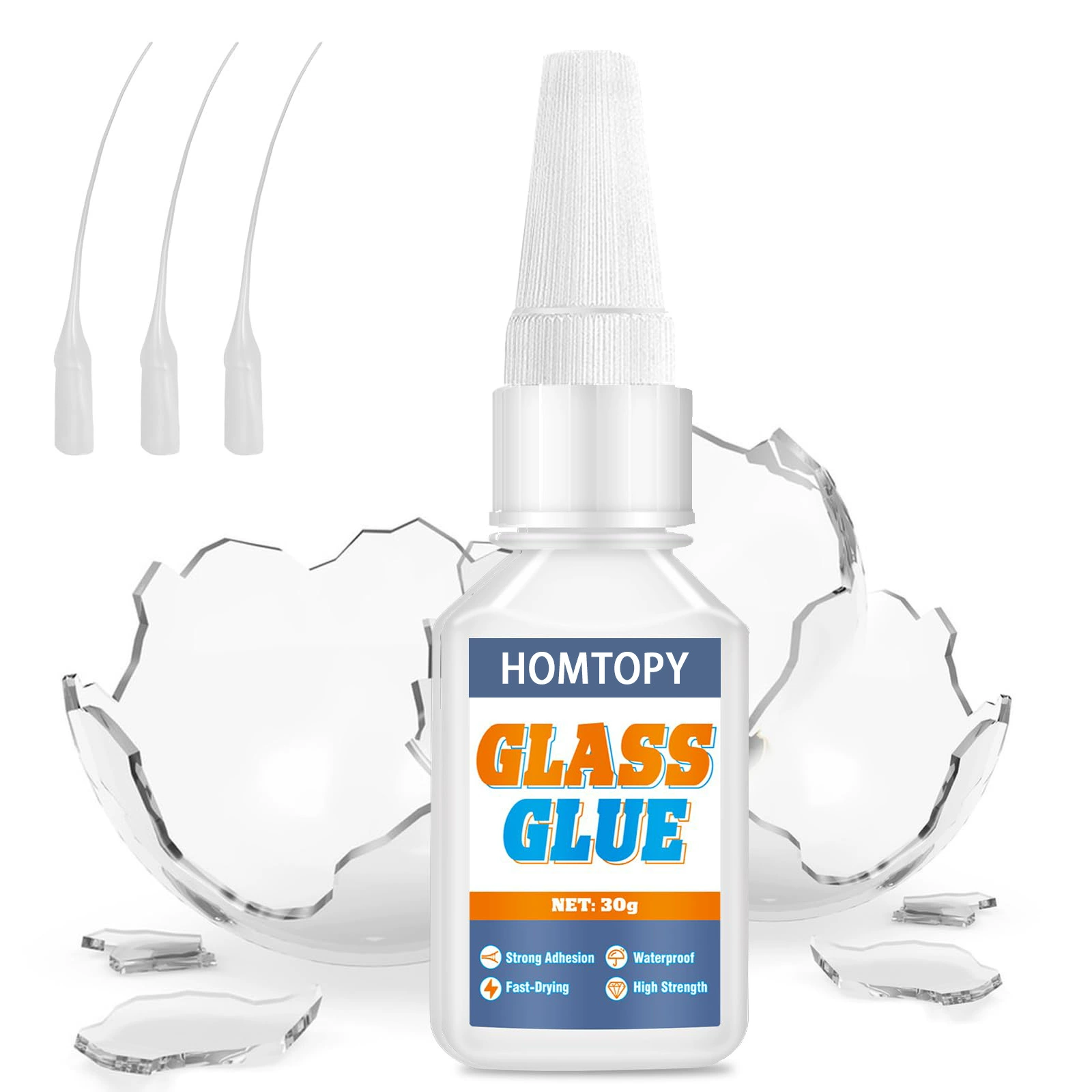 Моментальный клей для стекла HOMTOPY используется для ремонта стекла, гидроизоляции и ремонта стекла, устойчивого к высоким температурам.