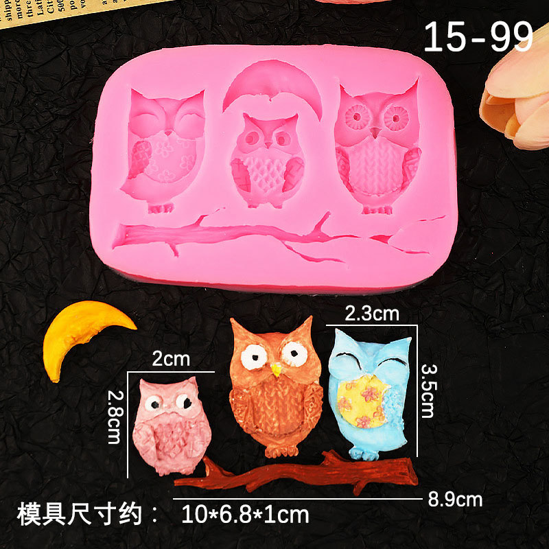 3D búho molde de silicona fondant líquido molde de pastel de chocolate líquido herramientas para hornear en stock al por mayor