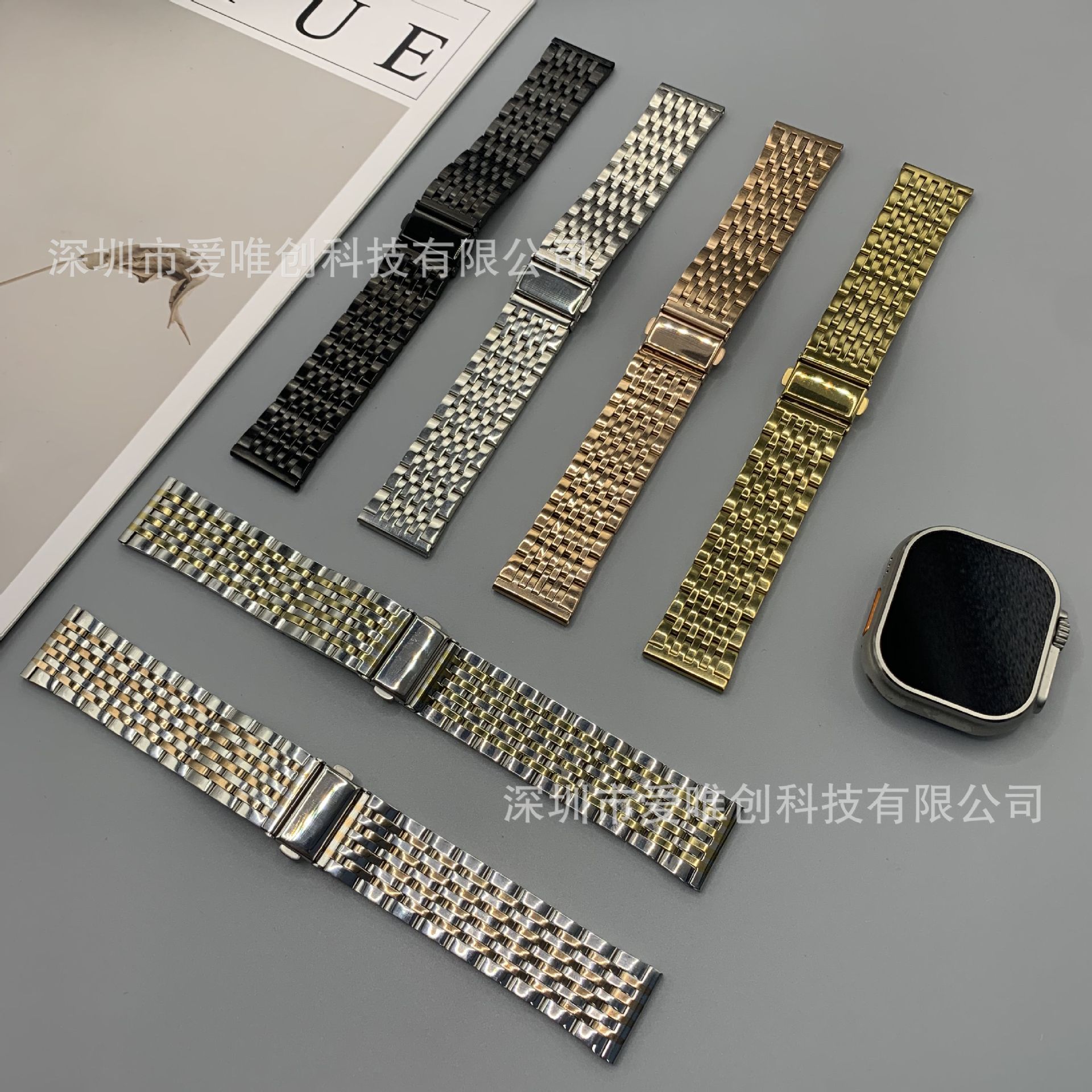 for 22mm samsung huawei gt watch strap nine stainless steel sheet with jump buckle metal watch strap apple strap