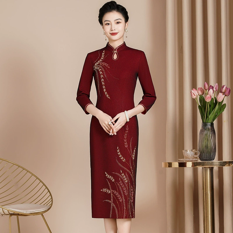 Высококачественное красное свадебное платье Cheongsam 2024 новый китайский стиль улучшенный свадебное платье для мамы темпераментное платье