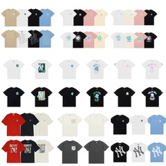 クロスボーダーMLB新ロゴ刺繍ファッション半袖フルプリントルーズTシャツ男性と女性用、ドロップシッピング