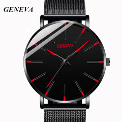 GENEVA cross-border fashion men's quartz watch mesh strap simple casual watch wholesale business watch