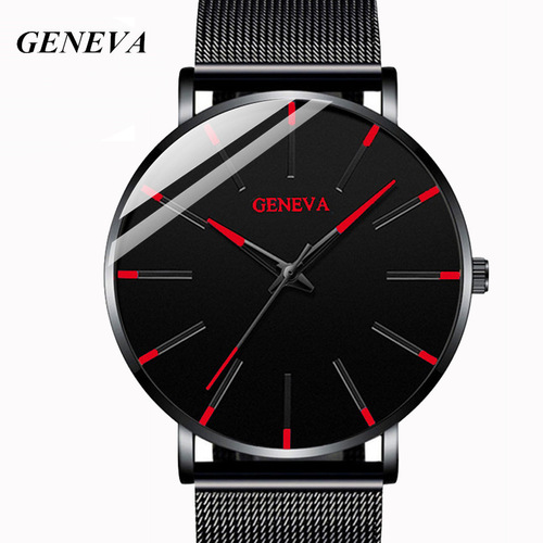 GENEVA cross-border fashion men's quartz watch mesh strap simple casual watch wholesale business watch