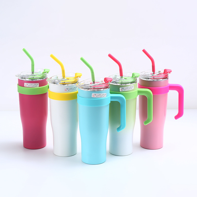 Taza grande multicolor 40 oz estilo Big Mac, vaso de agua con pajilla reutilizable, ideal para bebidas frías o calientes