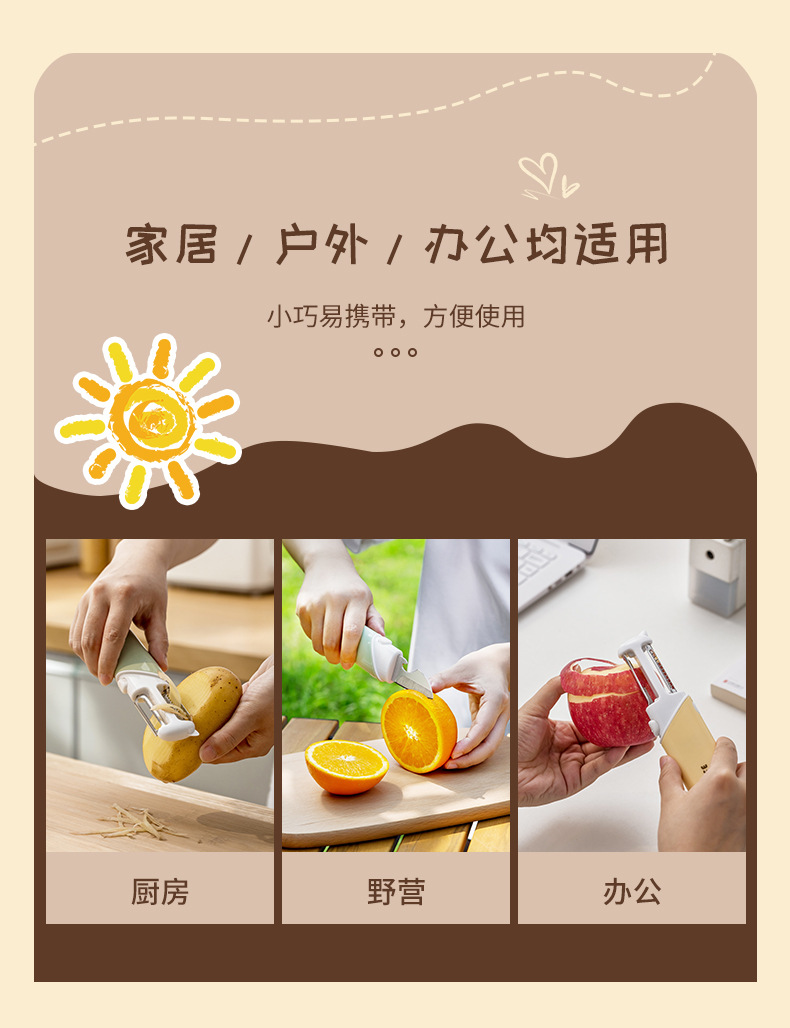  FaSoLa Life 五合一削皮刀 白色/把 水果刀 多功能折叠开瓶器 经久耐用