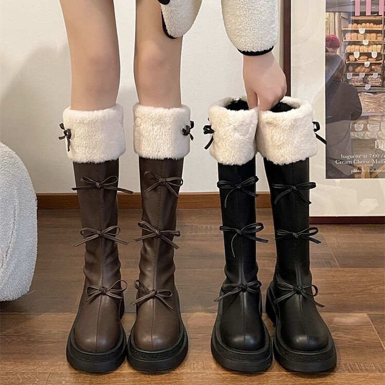Bowknot Over-The-Knee Boots 2025 Autumn and Winter Height-Increasing Versatile Waterproof Back Zipper Women's Boots Bowknot Over-The-Knee Boots 2025 Autumn and Winter Height-Increasing Versatile Waterproof Back Zipper Women's Boots