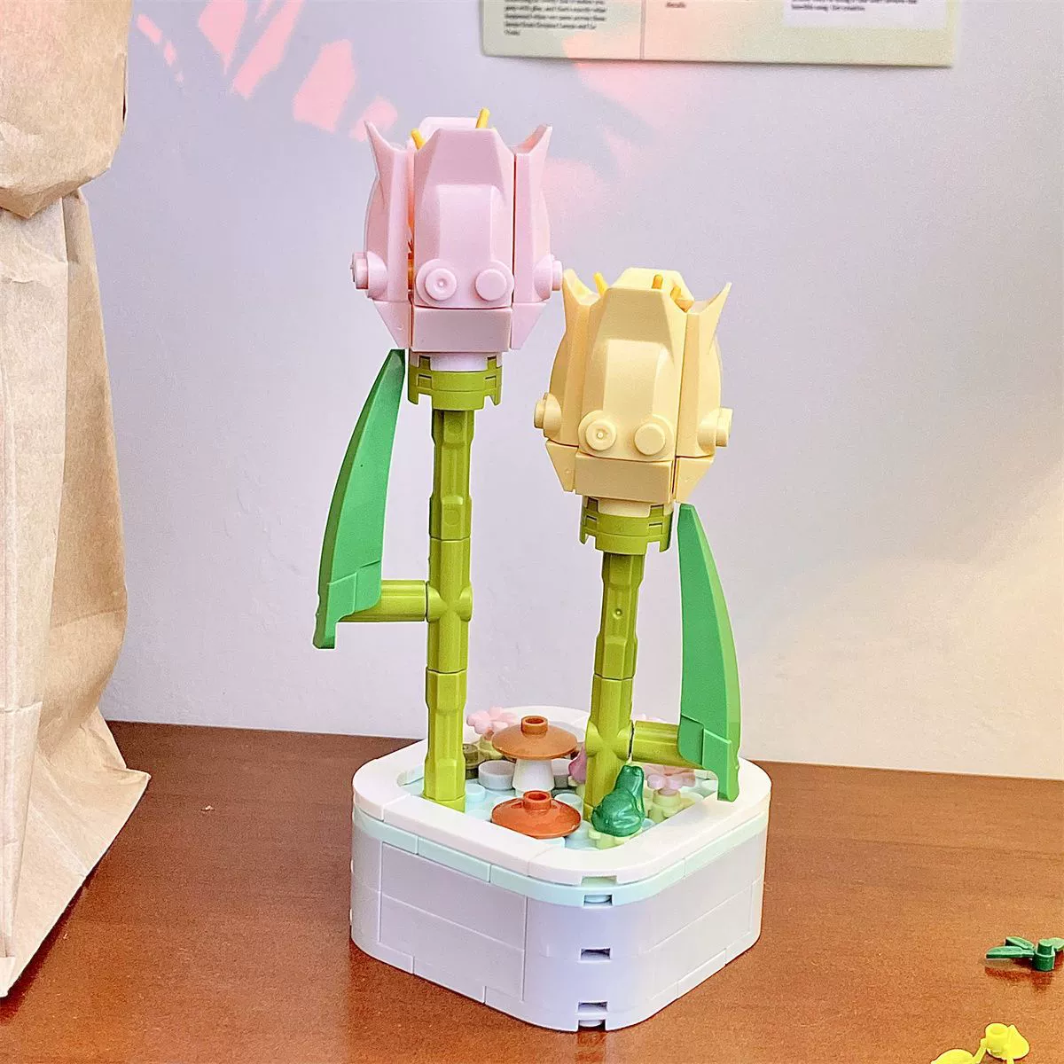 Конструктор (Diamond Horse) букет из кубиков DIY, миниатюрные цветы, подарок на день рождения