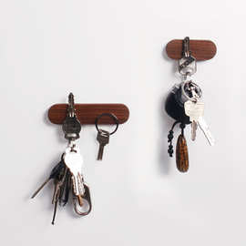 原创设计实木钥匙收纳器壁挂墙面磁性挂钩多功能磁铁吸包邮常