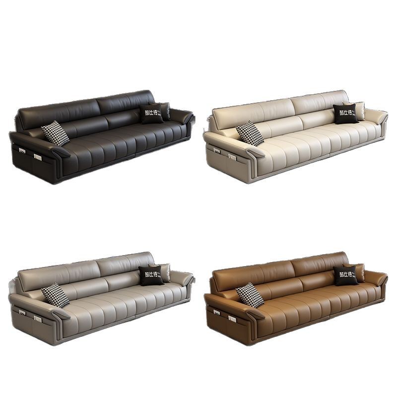 Sofá de cuero italiano minimalista lujoso ligero de alto nivel de sensación de sala de estar simple y moderno hogar ligero de lujo pequeño estilo de cuero recto