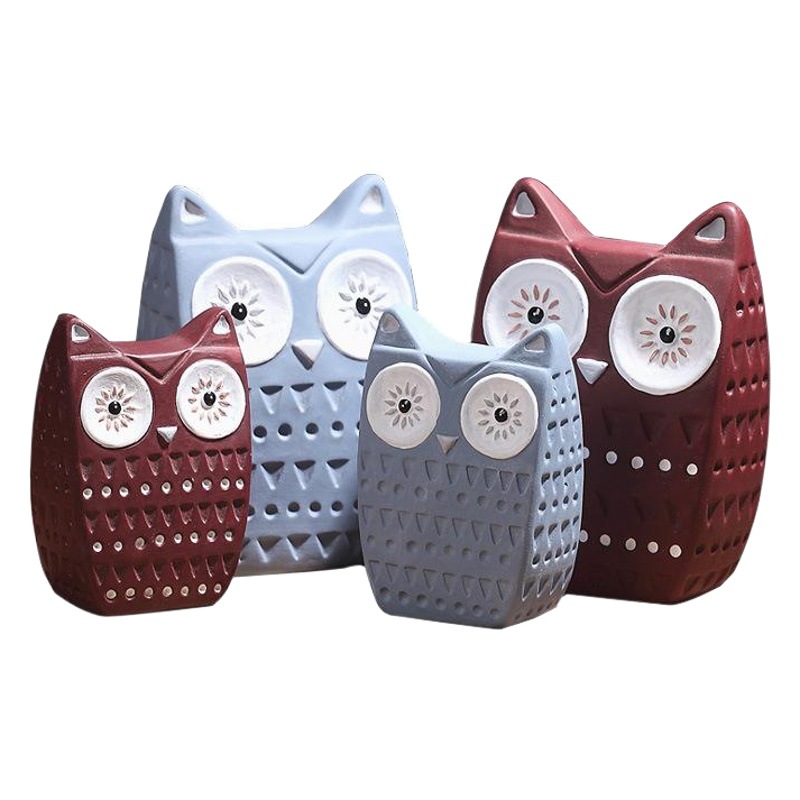 Cerámica búho decoración creativa decoración del hogar pasillo mesa escritorio animal sala de estar artesanía decoración al por mayor