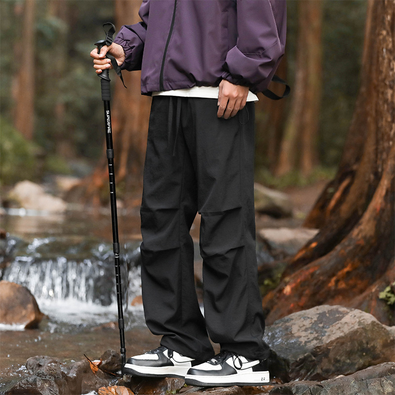 Cross-Border Men's Cargo Pants Loose Straight Multi-Pocket Wide-Leg Slim Breathable Ice Silk Casual Pants Hiking Sports Pants