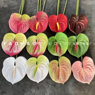 Red Palm Single Branch Fire Palm Simulation Fake Flowing Flower Flower Flower Flower Flower Flower and Flower Abuse Decoration Flower Art wholesale