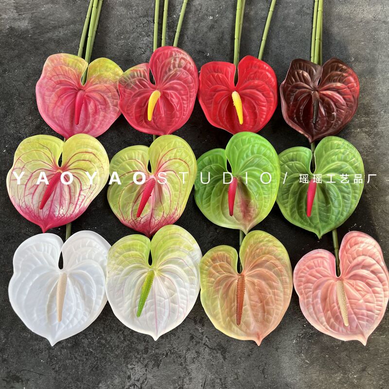 Red Palm single branch hand feeling flame crane Palm artificial flower fake flower home wedding soft flower arrangement decorative flower wholesale