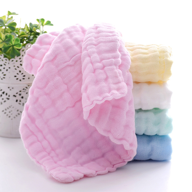 Plain 6-Layer Gauze 30*30 Colorful Square Towel Cotton Gauze Baby Soft Absorbent Towel Kidsren's Saliva Towel Wholesale