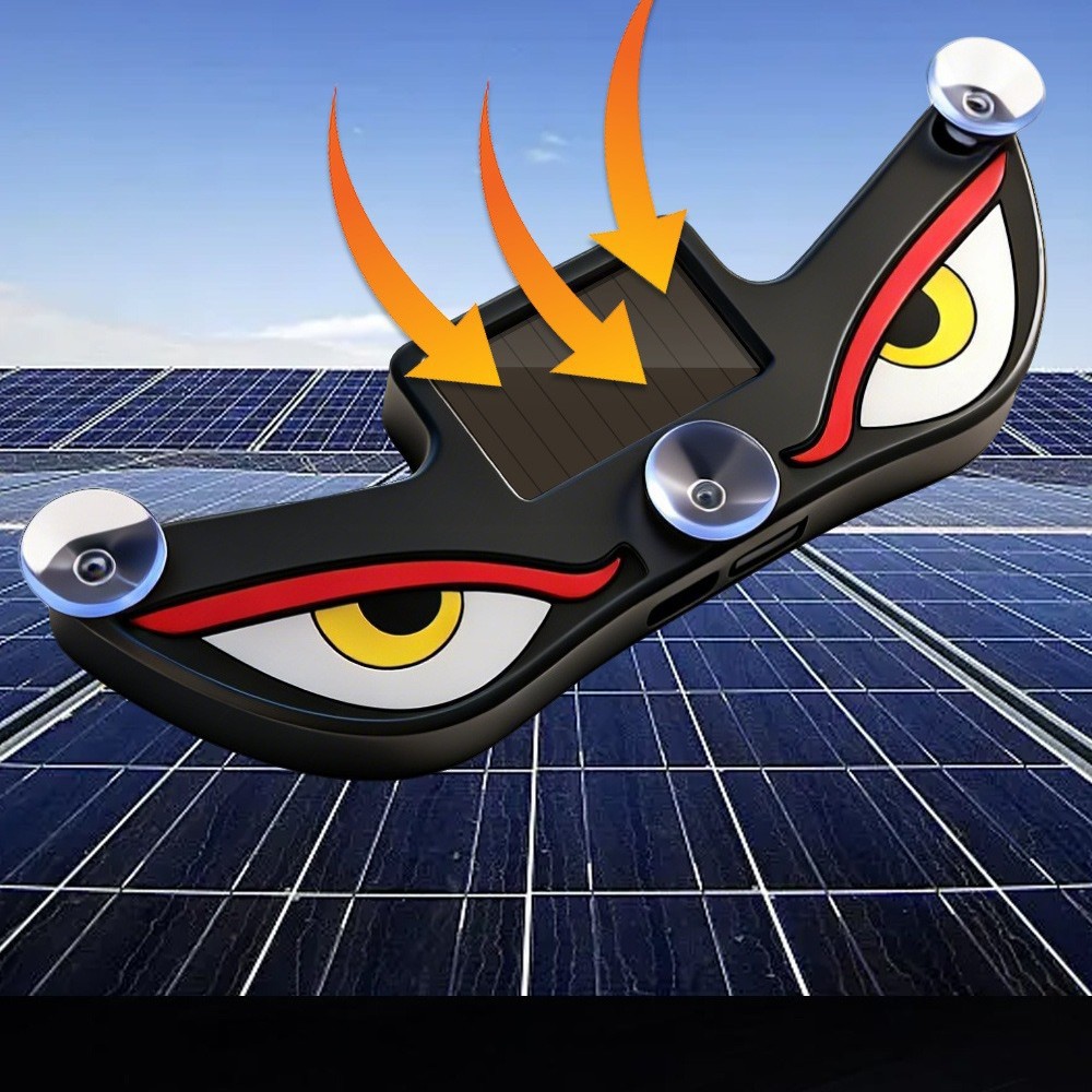 Nuevo parpadeo dinámico de ojos del diablo lámpara solar de automóvil ventana trasera LED flexible decoración de ventana triangular de advertencia