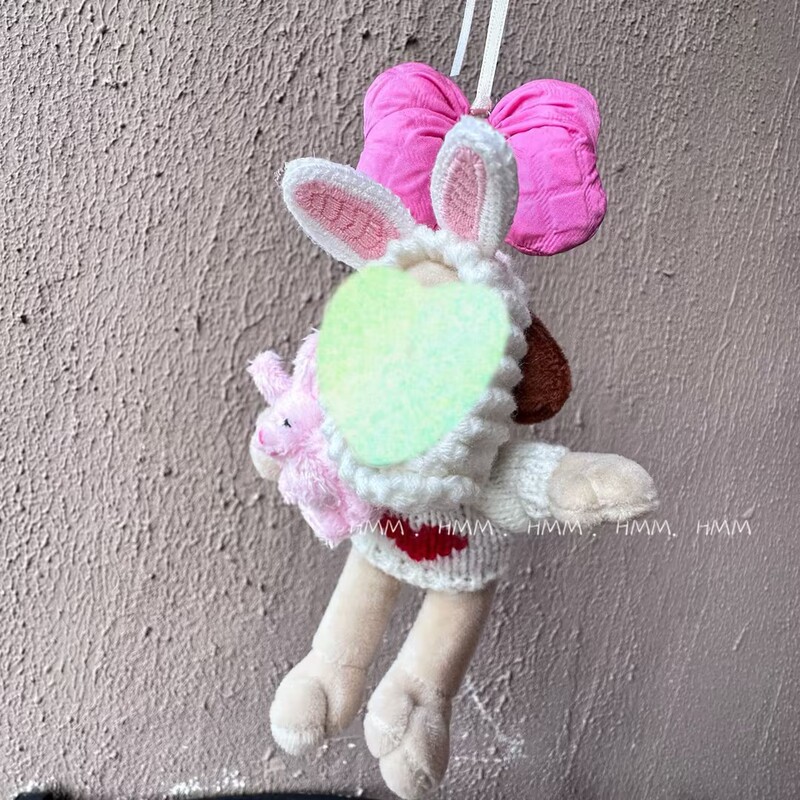 13cm jeans Palm Dog rabbit cute girl heart pendant New Year children doll gift wholesale