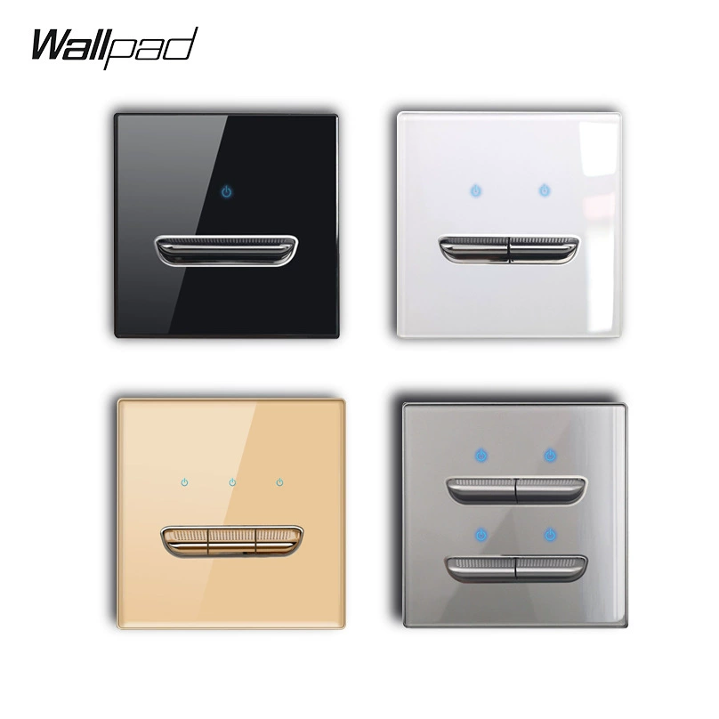 Стеклянная панель выключателя Wallpad Black, квадратная сенсорная панель во французском стиле, 1–4 группы