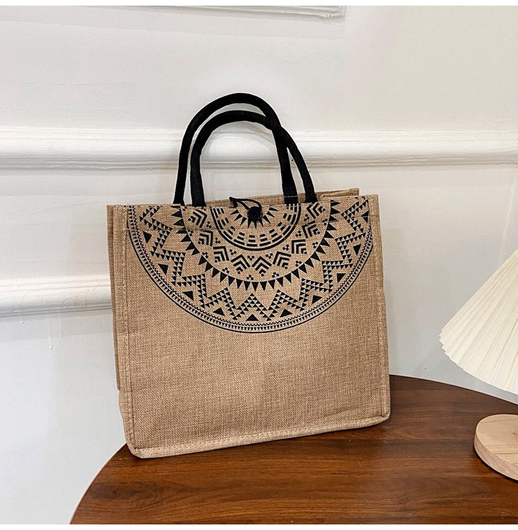 Foreign trade women's bag, cross-border linen handbag bag, 2021 Korean version composite jute cloth bag, fashionable single-shoulder shopping bag undefined