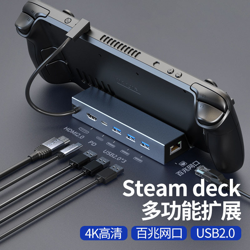 steam deck game console base docking station Type-C to HDMI HD expansion dock network port splitter