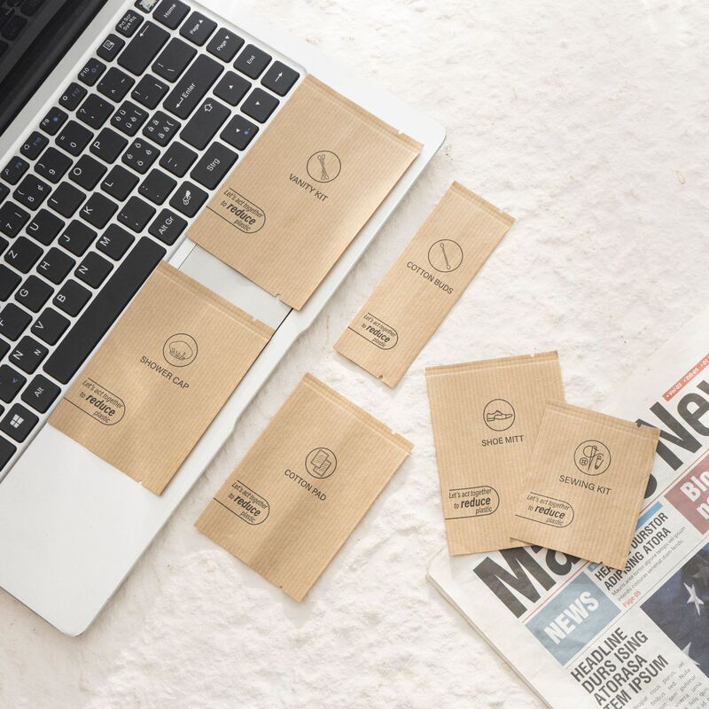 Kraft paper packaging bag plastic-free FSC certification environmentally friendly paper bag dental appliance comb shaved shower cap rubber band chopsticks packaging