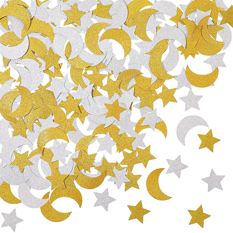 婚礼主题派对星星月亮撒花 生日纸质抛撒纸屑桌面场景装饰道具