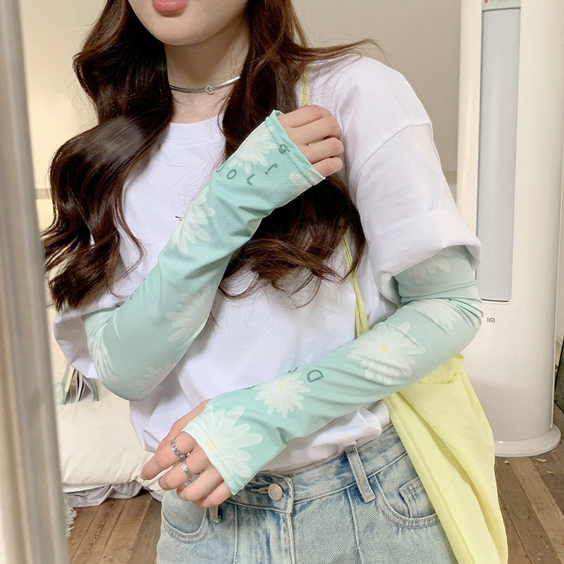 Margarita sol protección ovisleeve verano de las mujeres al aire libre de conducción protección UV protección del brazo delgada transpirable seda de hielo ovisleeve