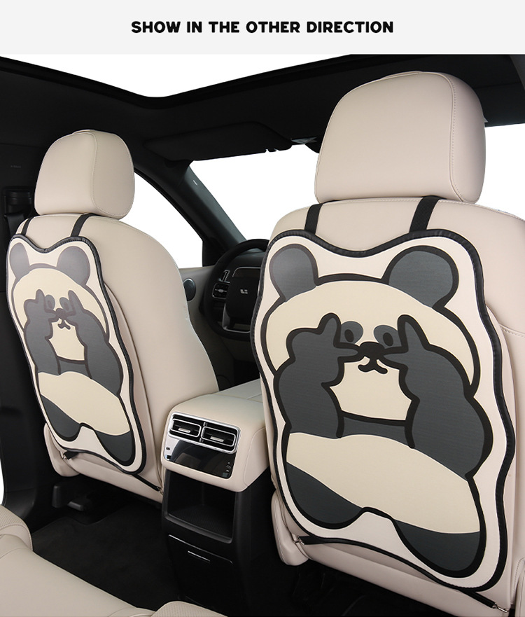 Cute Panda Cartoon Car Seat Back Anti-Kick Pad for Women, Car Seat Anti-Dirt Pad, Rear Seat Protector