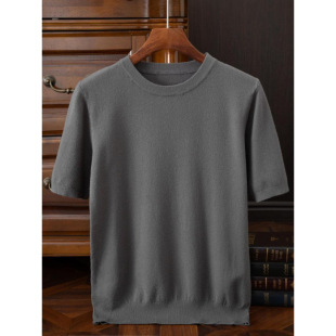 Men's Crewneck Knitted Short-sleeved Sweater Andy Velvet Sweater Pullover Inner Business Base Shirt plus size Autumn and Winter New