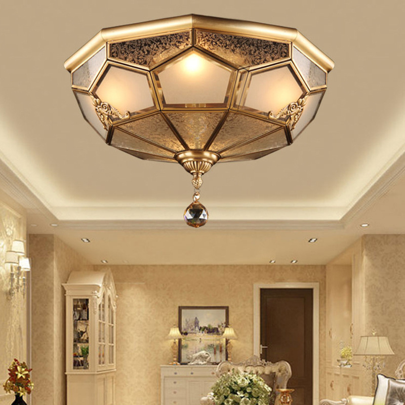 全铜欧式吸顶灯全铜灯书房卧室过道阳台灯具简约水晶灯6006