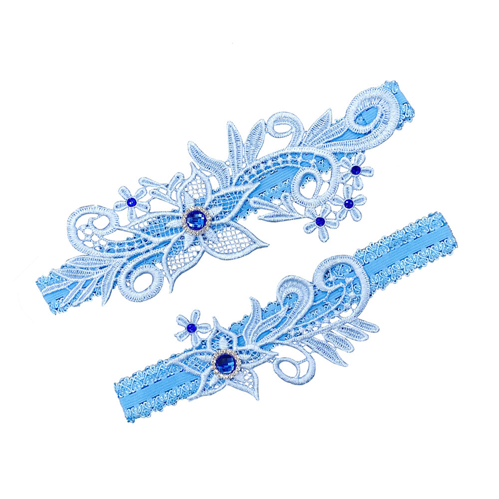 사파이어 다이아몬드 라이트 블루 가터 벨트