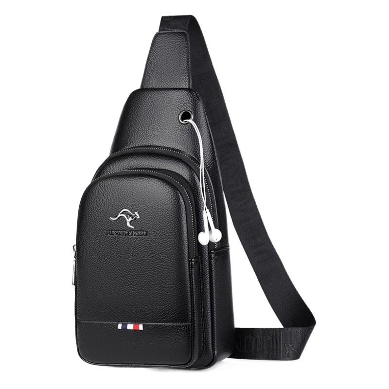 Chest Bag Men's Shoulder Crossbody Casual Soft Leather Crossbody Chest Backpack Leather Bag Men's Bag Fashionable Large Capacity