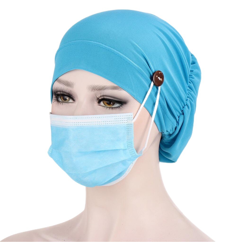 Amazon Buttoned Faux Fur Base Cap Head Wrap Hat Crystal Linen Multicolor Chemo Cap