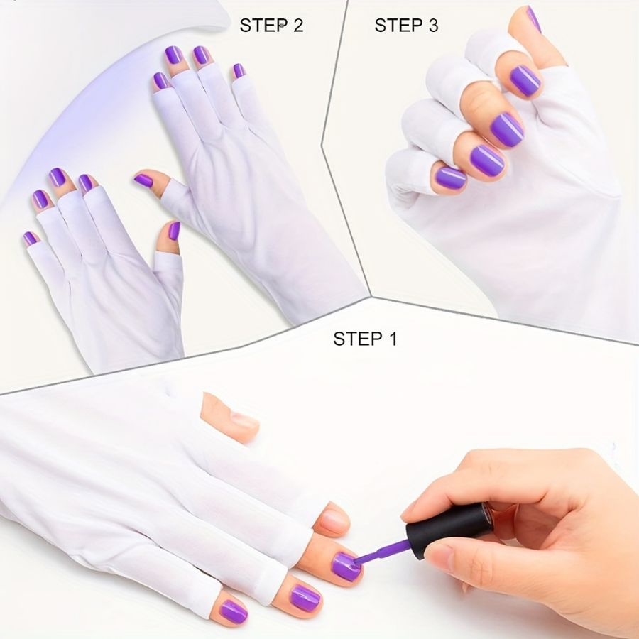 Guantes de uñas para evitar que la máquina de fototerapia se hornee, protector solar negro, anti-ultravioleta, anti-iluminación, bloqueo negro, medio dedo