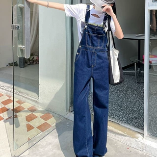 2026春秋背带裤女高腰显瘦减龄韩版小个子宽松直筒阔腿牛仔吊带裤